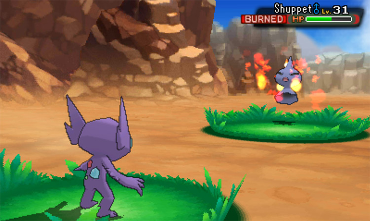 Shuppet afflicted with Burn / Pokémon Omega Ruby and Alpha Sapphire