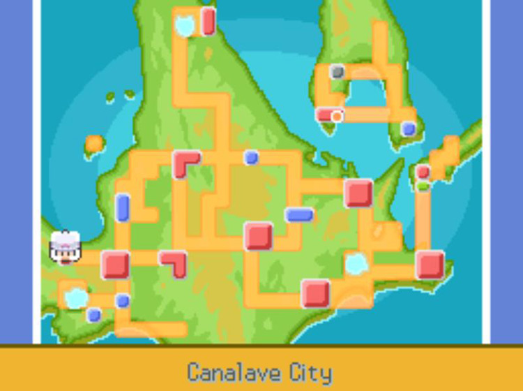 TM48 Skill Swap’s location on the Town Map / Pokémon Platinum