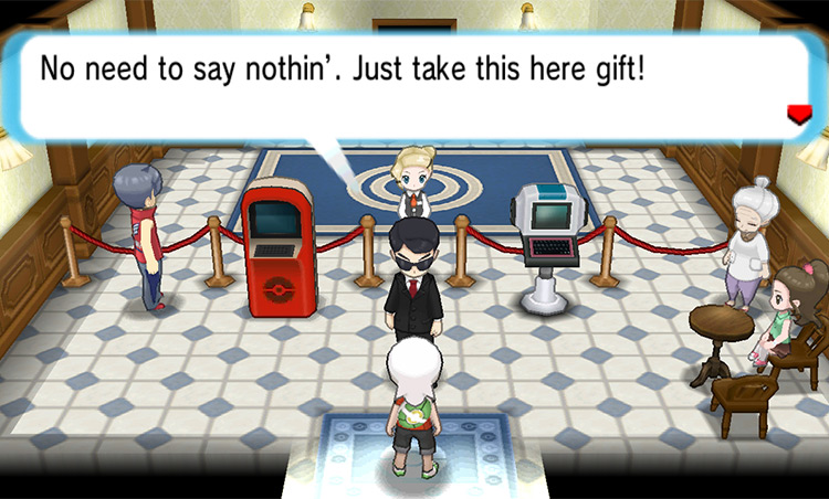Receiving the Vs. Recorder inside the Battle Institute. / Pokémon Omega Ruby and Alpha Sapphire