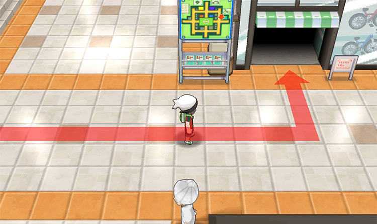 Finding Rydel’s Cycles in the corner in Mauville City. / Pokémon Omega Ruby and Alpha Sapphire