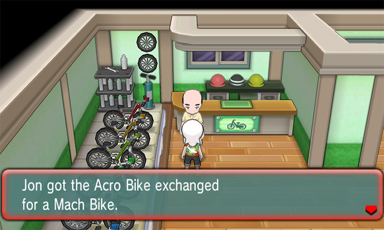 Switching the Acro Bike for the Mach Bike. / Pokémon Omega Ruby and Alpha Sapphire