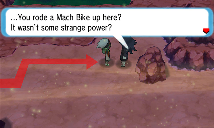 Speaking to the Hex Maniac on the Route 111 Desert. / Pokémon Omega Ruby and Alpha Sapphire