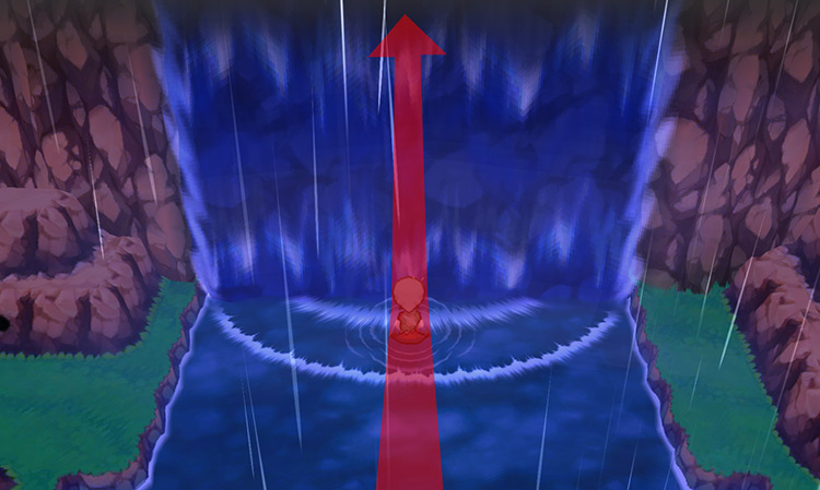 The waterfall on Route 119. / Pokémon Omega Ruby and Alpha Sapphire
