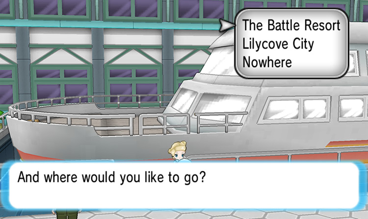 Boarding the S.S. Tidal at Slateport Harbor. / Pokémon Omega Ruby and Alpha Sapphire