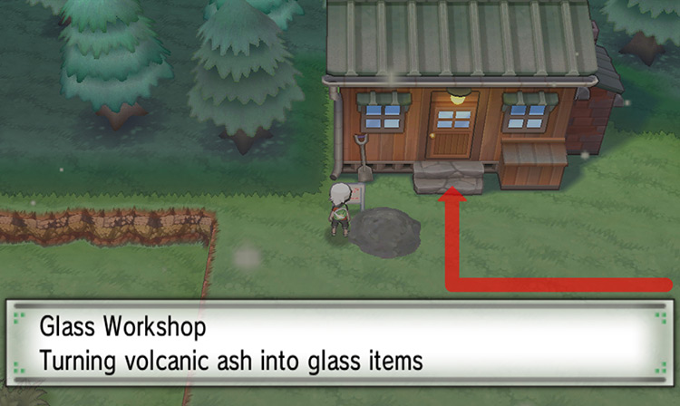 Standing outside the Glass Workshop on Route 113. / Pokémon Omega Ruby and Alpha Sapphire