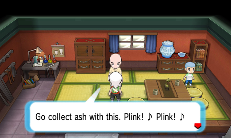 Obtaining the Soot Sack from the Glass Workshop owner. / Pokémon Omega Ruby and Alpha Sapphire