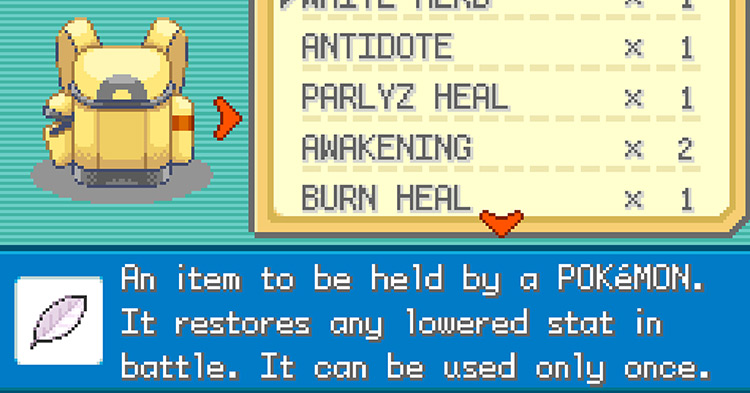 The White Herb’s description in Pokémon FireRed and LeafGreen / Pokémon FireRed & LeafGreen