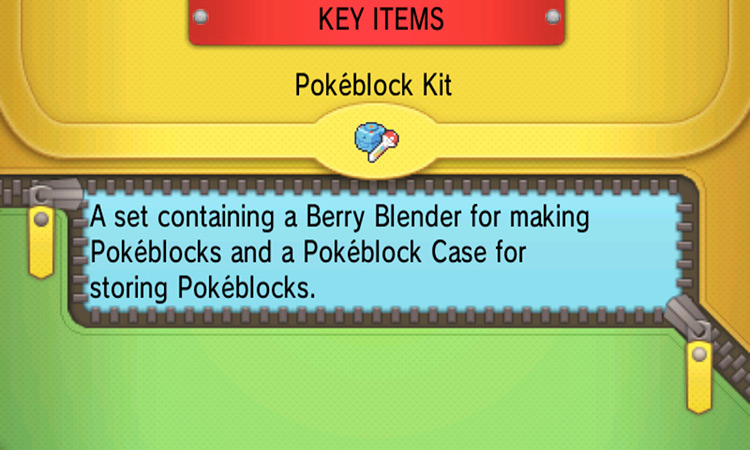 Pokéblock Kit item description. / Pokémon Omega Ruby and Alpha Sapphire