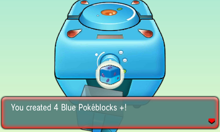 Making four Blue Poléblocks +. / Pokémon Omega Ruby and Alpha Sapphire