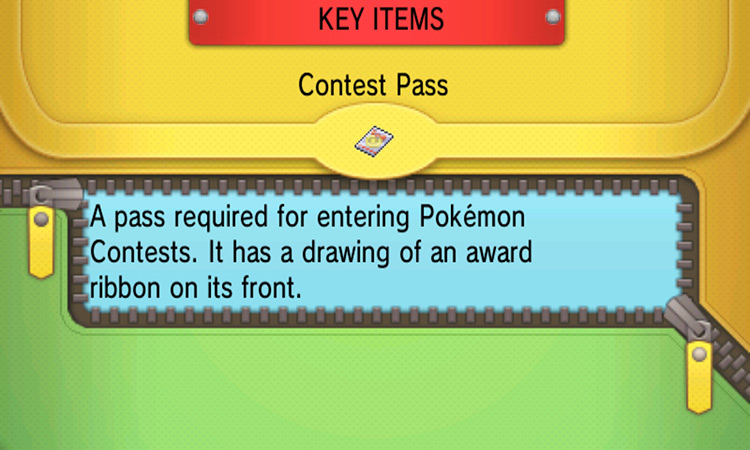 Contest Pass item description. / Pokémon Omega Ruby and Alpha Sapphire
