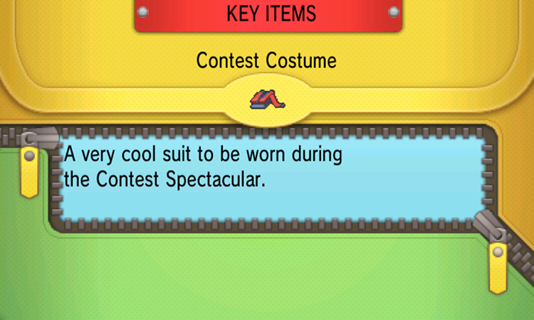 Contest Costume item description. / Pokémon Omega Ruby and Alpha Sapphire