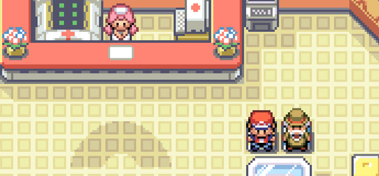 Sitting in the Pokémon Center in FireRed