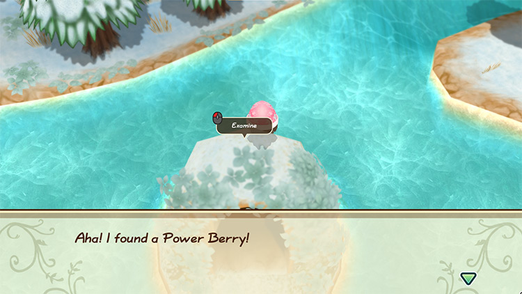 The farmer finds a Power Berry behind the Lake Mine. / Story of Seasons: Friends of Mineral Town
