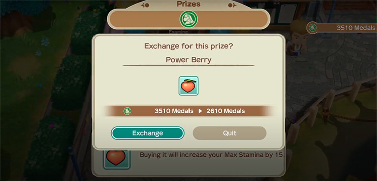 The farmer buys a Power Berry from Mayor Thomas. Source / Story of Seasons: Friends of Mineral Town
