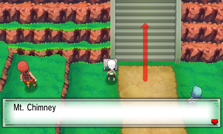 Standing before the stairway on Route 112. / Pokémon Omega Ruby and Alpha Sapphire