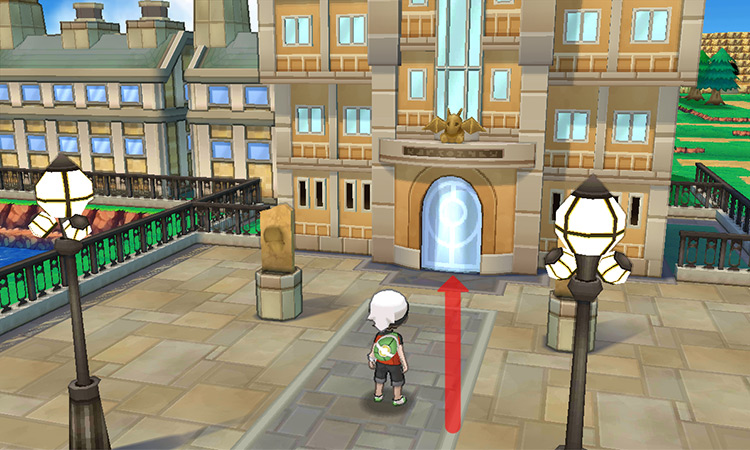 Arriving at the Devon Corp building in Rustboro. / Pokémon Omega Ruby and Alpha Sapphire