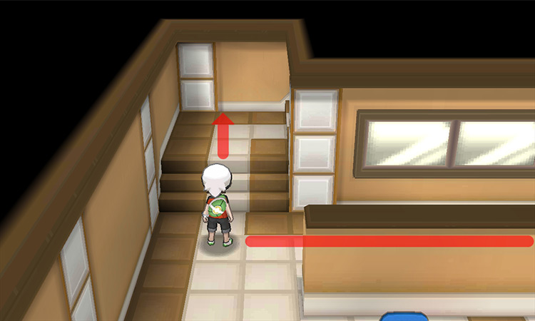 Walking to the stairs on the second floor. / Pokémon Omega Ruby and Alpha Sapphire