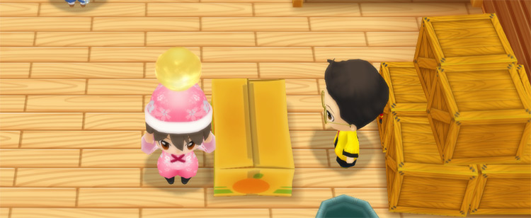The farmer buys a Truth Jewel from Huang. / Story of Seasons: Friends of Mineral Town