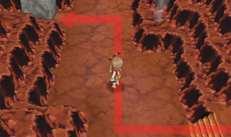 The path blocked by a boulder that requires Strength / Pokémon Omega Ruby and Alpha Sapphire