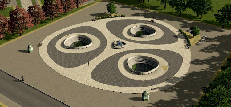 Screenshot of the Underground Garden Plaza in Cities: Skylines