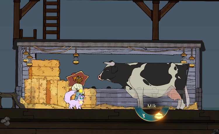 You can either milk or feed the cow / Spiritfarer
