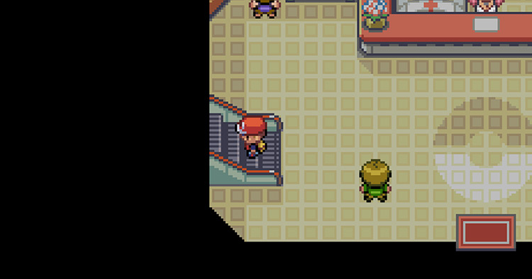 Going upstairs in the Pokémon Center to enter the Trade Center / Pokémon FireRed & LeafGreen