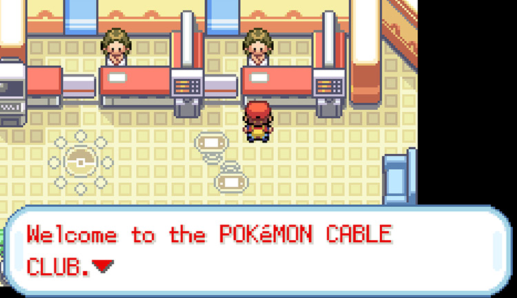 Talking to the Cable Club attendant / Pokémon FireRed & LeafGreen