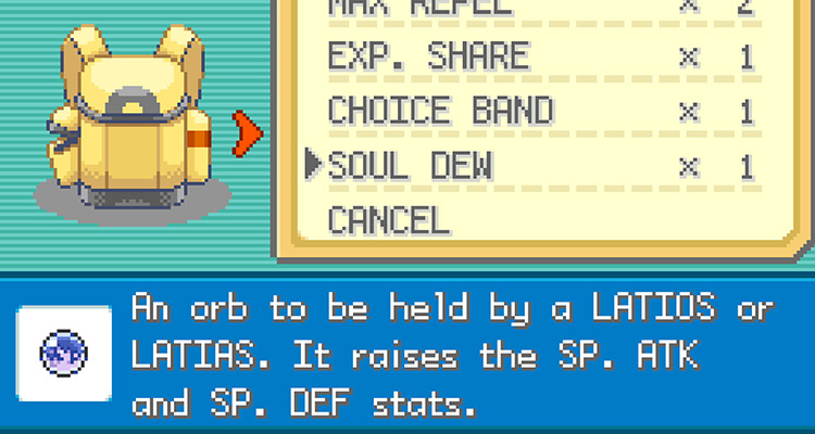 The Soul Dew’s description in Pokémon FireRed and LeafGreen / Pokémon FireRed & LeafGreen