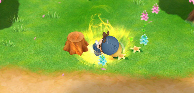 The farmer chops a stump on Mother’s Hill / Story of Seasons: Friends of Mineral Town