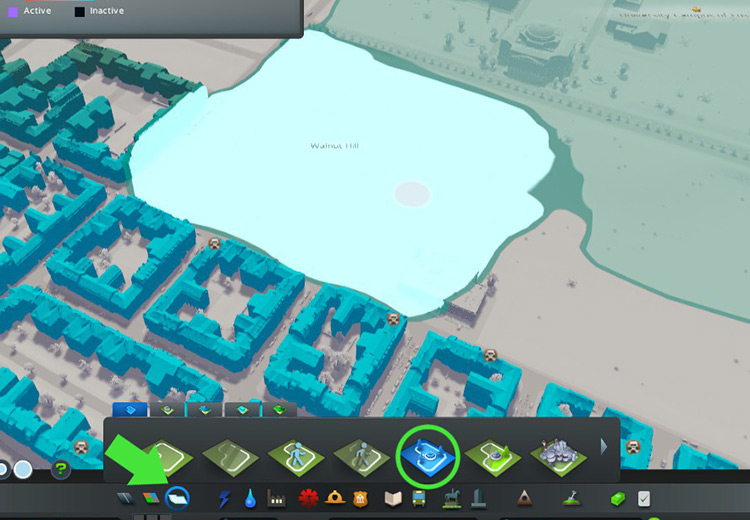 Use the Paint Park Area tool to set your park’s boundaries. / Cities: Skylines