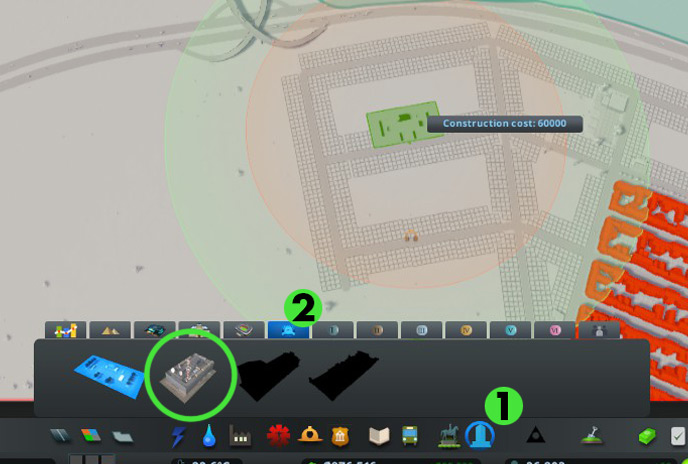 The Media Broadcast Building in the Concerts tab / Cities: Skylines