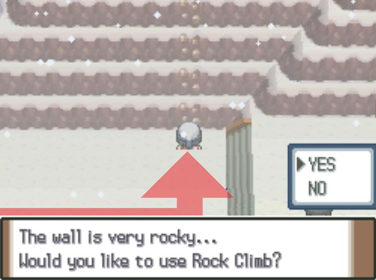 Using Rock Climb on the rocky wall / Pokémon Platinum