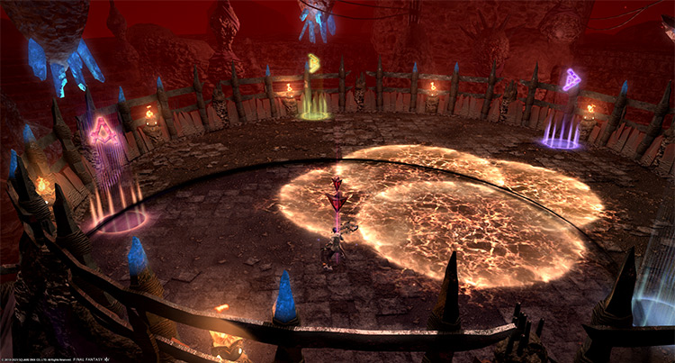 Fire puddles and a huge circle AoE / Final Fantasy XIV