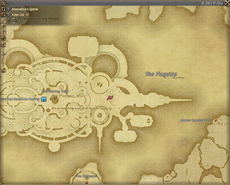 Unukalhai’s map location in Azys Lla / Final Fantasy XIV