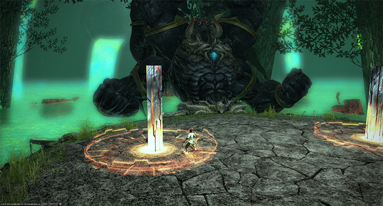 Stand inside the “Fiendish Wail” towers / Final Fantasy XIV