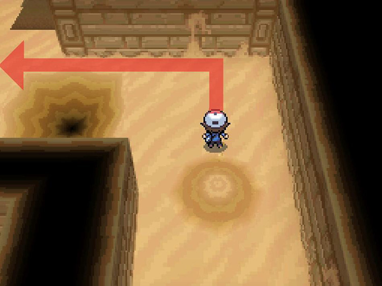 Head west past the sand trap ahead. / Pokémon Black and White