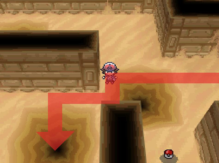 Carefully walk into the next sand trap. / Pokémon Black and White