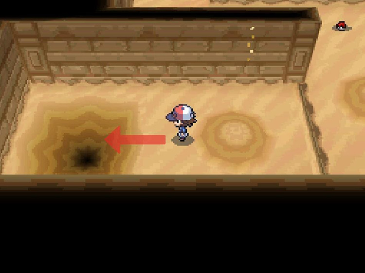 Sink through the sand trap straight ahead. / Pokémon Black and White