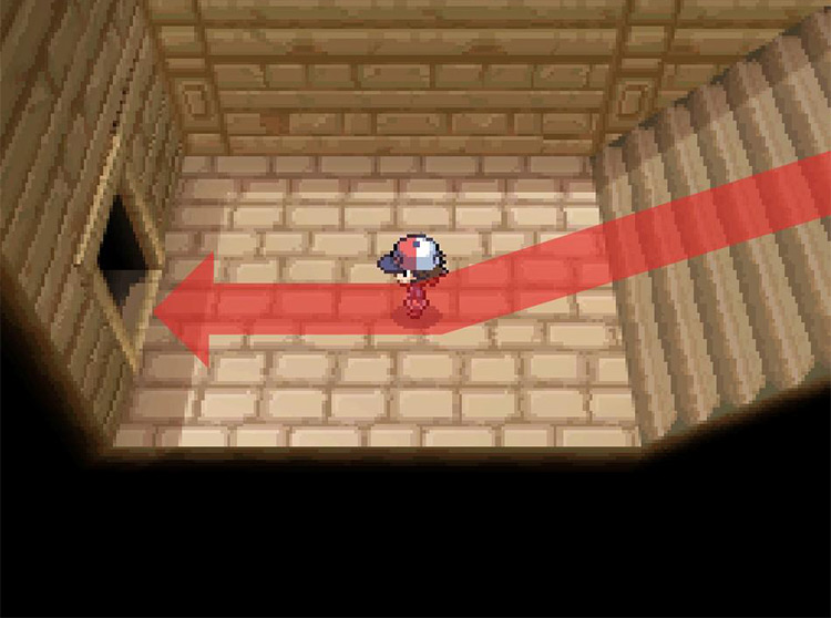 Enter through the door at the bottom of the stairs. / Pokémon Black and White