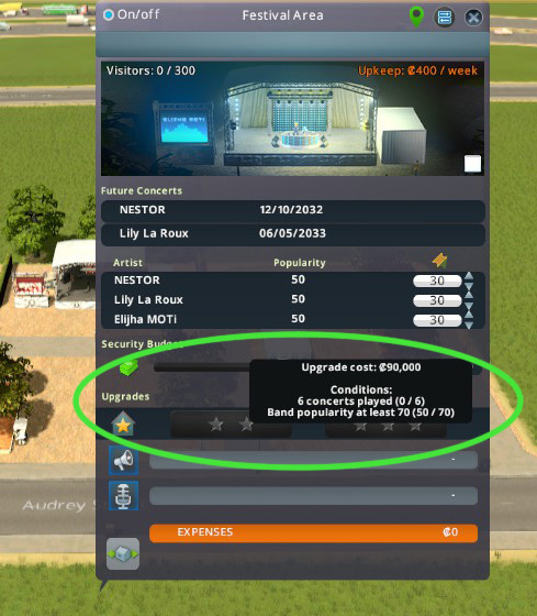 You can hover over the two- and three-star buttons to see your progress towards unlocking the upgrades. / Cities: Skylines