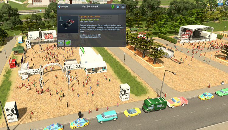 The Fan Zone Park next to the Festival Area. / Cities: Skylines