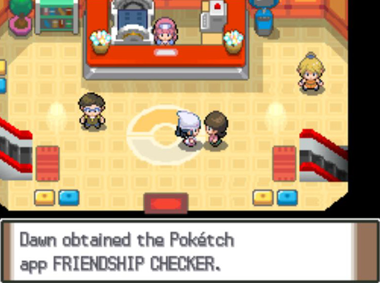 Picking up the Friendship Checker app in Eterna City / Pokémon Platinum