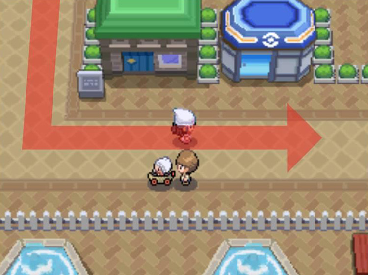 Turning east and passing the Poké Mart / Pokémon Platinum
