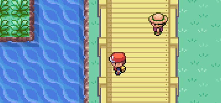 Standing on Nugget Bridge just above Cerulean City (FireRed)
