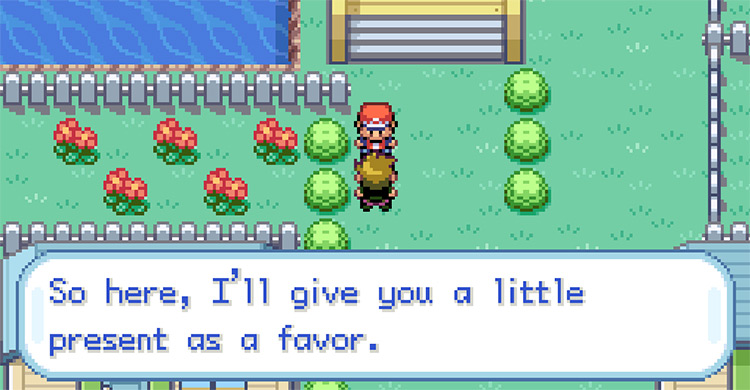 Rival handing over the Fame Checker after being defeated / Pokemon FRLG