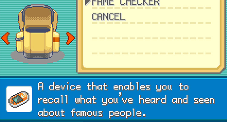 The Fame Checker’s description in Pokémon FireRed and LeafGreen / Pokemon FRLG