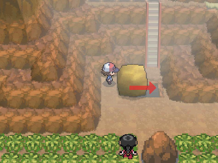 Push the boulder over the large hole. / Pokemon BW