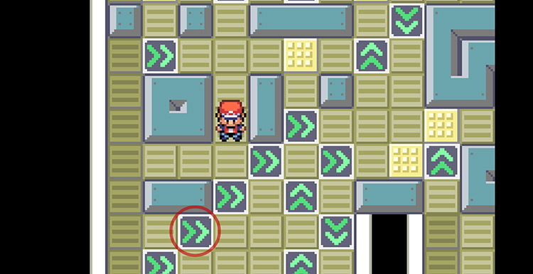 Take the circled arrow pad, which will send you to the down-facing arrow pad / Pokémon FireRed & LeafGreen