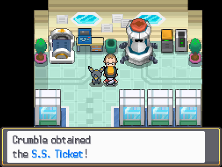 Professor Elm giving the player the S.S. Ticket / Pokémon HG/SS
