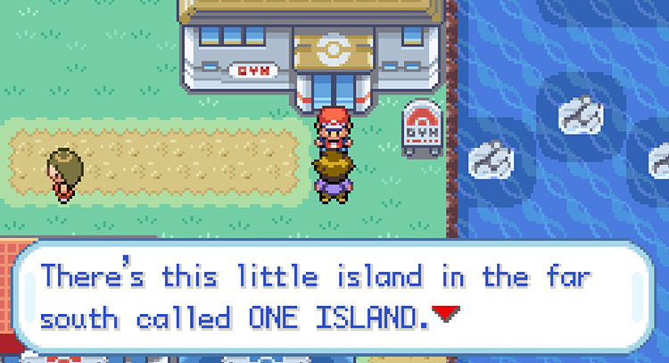 Bill greeting us after defeating Blaine on Cinnabar Island / Pokémon FRLG